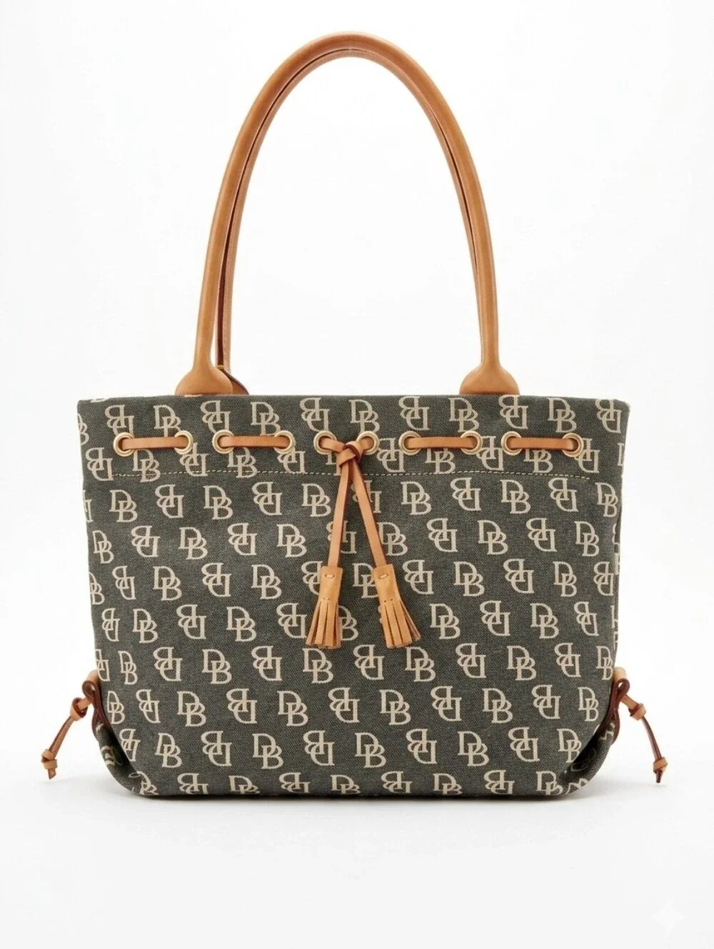 Dooney & Bourke Y2K Signature Monogram Tassel Tote Bag Possibly Vintage